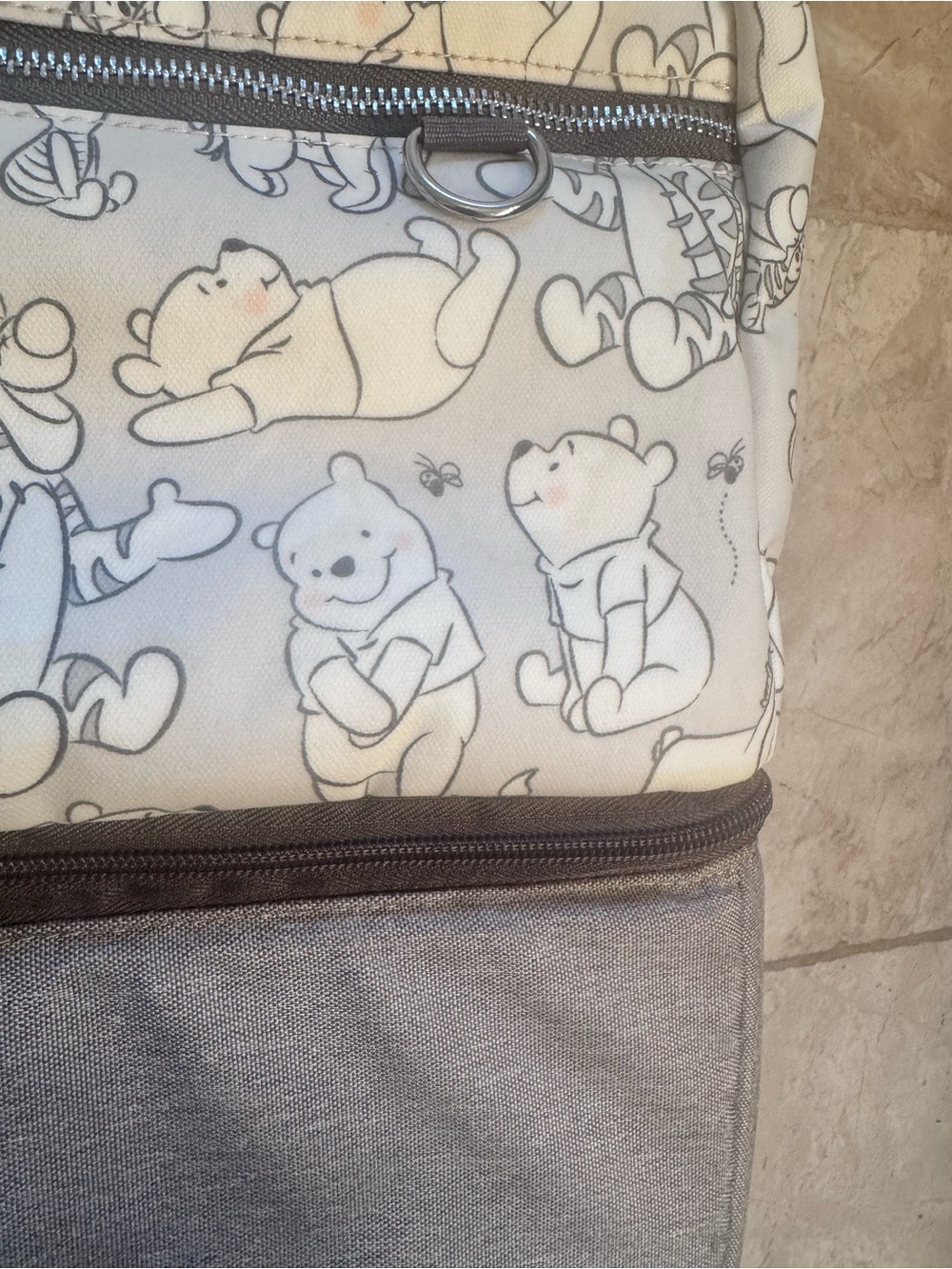 Petunia Pickle Bottom Disney gray Winnie The Pooh Zip back pack Diaper Bag - Picture 11 of 11